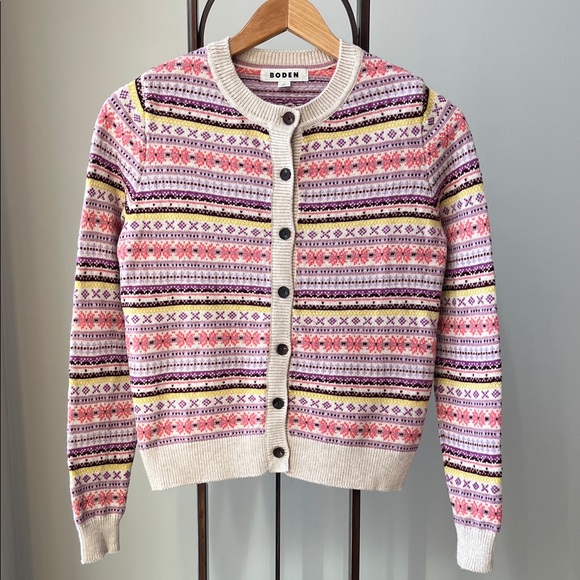 Boden Sweaters - Boden Edie Fair Isle Cardigan Sweater Colorful Button Front Long Sleeve